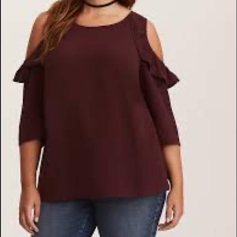 Ruffled Cold Shoulder Blouse